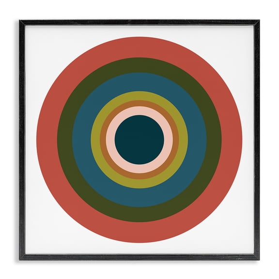Stupell Industries Modern Red Modern Circles Black Framed Giclee Art, 24 x 24, by Jim Schlotzhauer