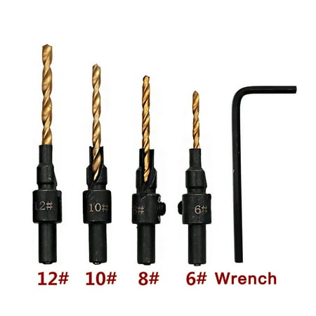 

Qianying Summer Promotion Clearance 1/4 Inch Hex Shank Countersink Drill Bit with Wrench 4Pcs