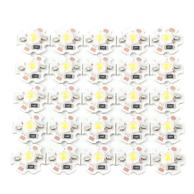25 chips LED de 5 V, 200 lm, 3 W, cuentas de lámpara LED de alta potencia para accesorios de iluminación de bricolaje, blanco cálido 3000-3200 K