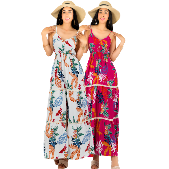 Pack de 2 Vestidos Maxi Casual Mujer Largo Cómodo de Tirantes
