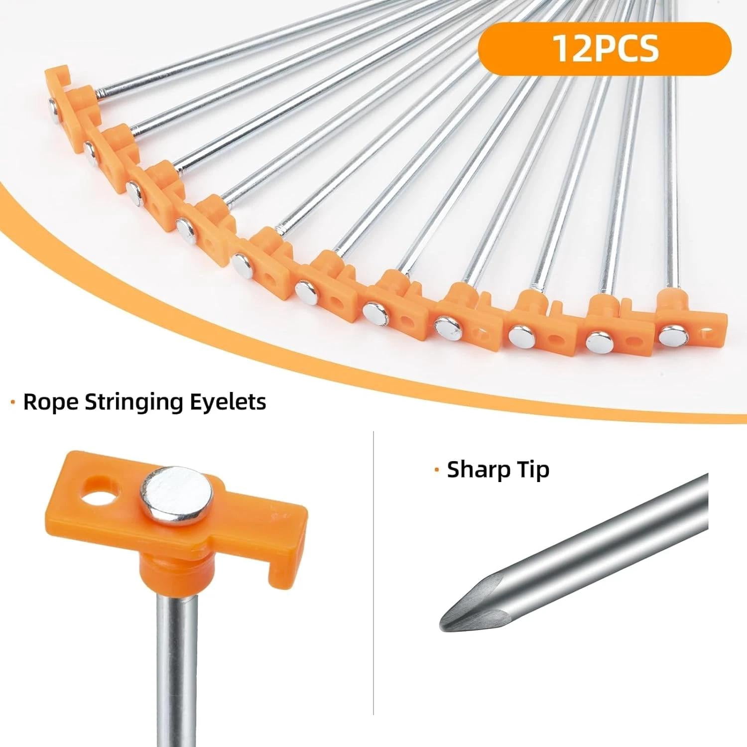 12PCS Tent Stakes Heavy Duty Camping Stakes, 7.1Inch Non-Rust Metal Tent Pegs Gr