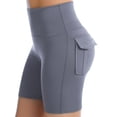 thumbnail image 5 of RYRJJ Womens Scrunch Workout Biker Shorts with Pockets Butt Lifting Stretchy Gym Running Yoga Booty High Waisted Shorts(Gray,S), 5 of 6