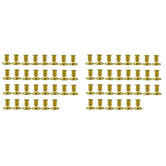 60PCS Gold Pillar Candle Base Taper Holder Candlestick Christmas Decor