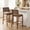 Walnut Finish + Dark Brown, variant on Christopher Knight Home Rustic PU Upholstered Barstools, Rivet Accents, Solid Wood Frame, Light Brown, Set of 2