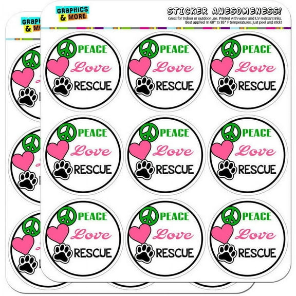 Peace Love Rescue Adopt Dogs Cats 18 2" Planner Calendar Scrapbooking Crafting Stickers