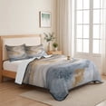 thumbnail image 5 of Queen Quilt Set 90''x96'', Yellow Grey Ombre Lightweight Bedspread Coverlet Set with 2 Pillow Shams, Modern Marble Ink Painting Abstract Breathable All Season Quilt Bedding for Bedroom/Guest Room, 5 of 9