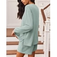 thumbnail image 5 of Ekouaer 2 Pieces Lounge Set for Women Long Sleeve Pajamas Top and Shorts Matching Sets Outfits with Pockets, 5 of 6