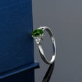 thumbnail image 4 of Gem Stone King Oval Green Chrome Diopside 0.45 Ct and Diamond 14K White Gold Ring, 4 of 5