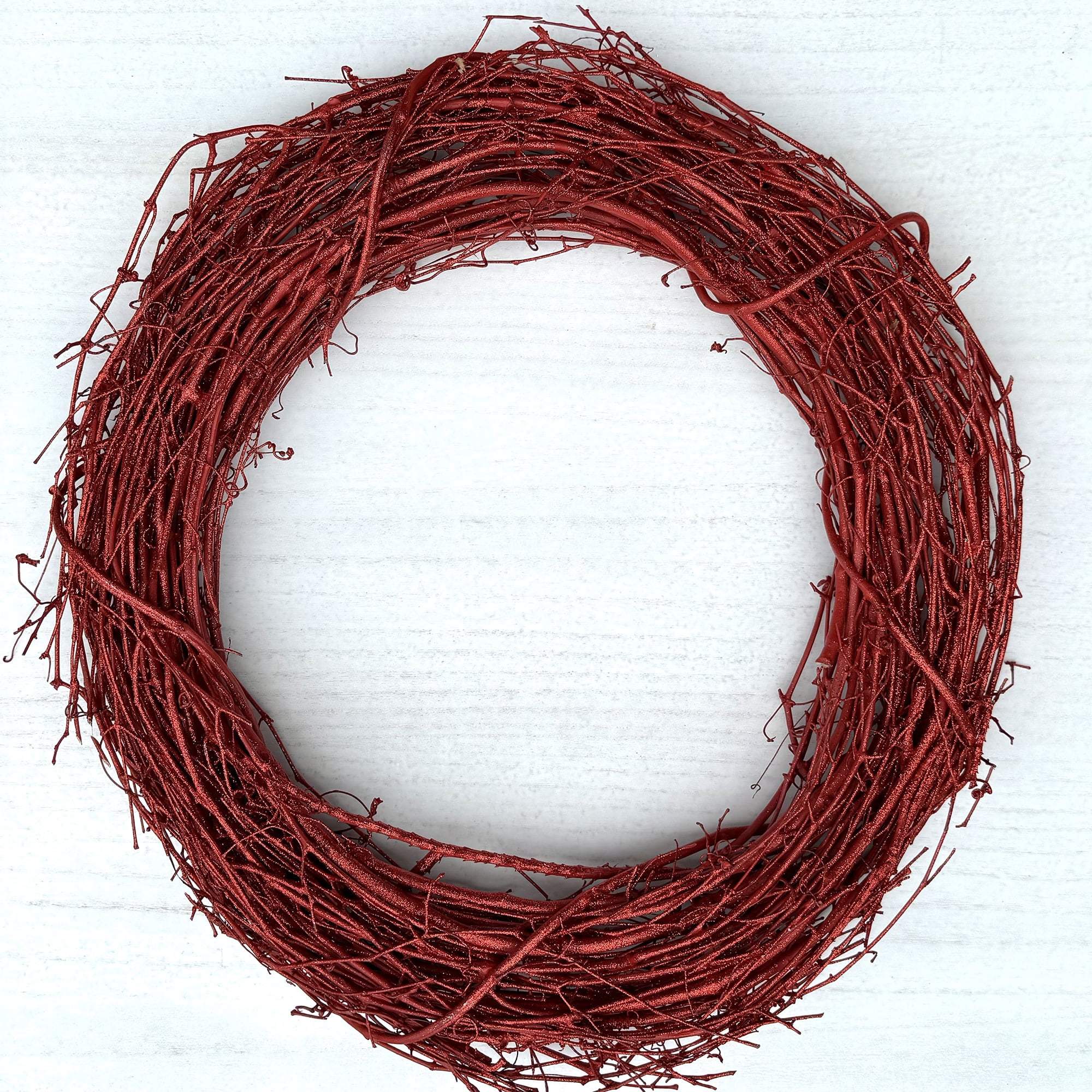 Kraft Lane: 18" Painted Grapevine Wreath - Glitter Red - DIY Craft Projects, Handcrafted, In-Outdoor Decoration, Behr Paint, Seasonal-Holiday-Home