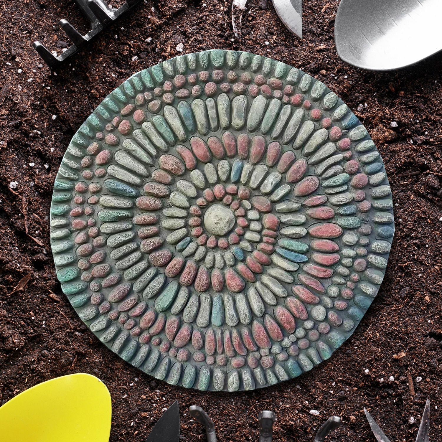 Angelo Décor Pierre de gué galet de mosaïque de 10 pouces de diamètre