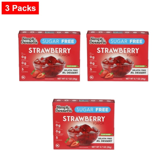 Simply Delish Strawberry Jel Dessert - 0.7 oz - 3 Packs
