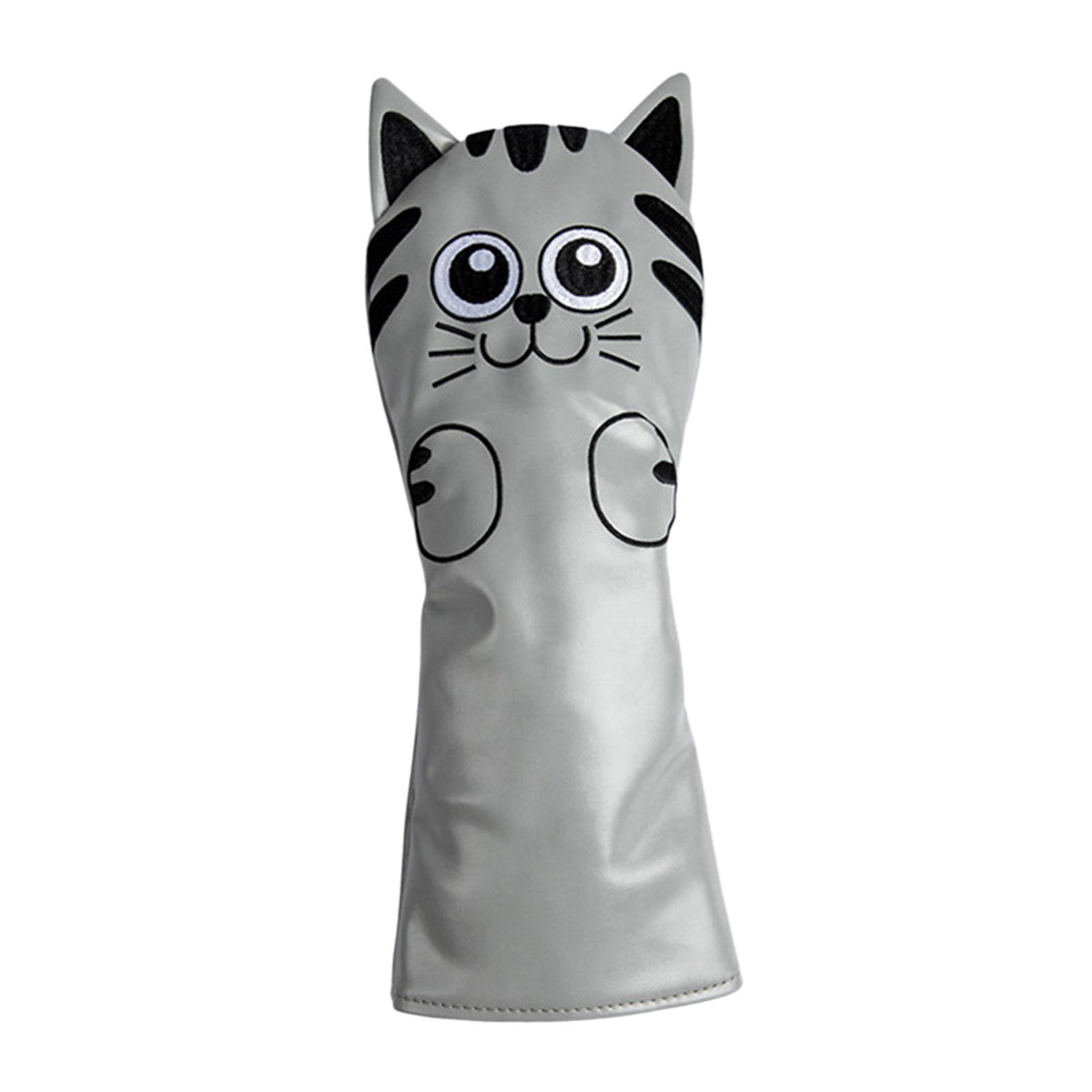 harayaa Golf Club Head Covers Mallet Putter Cat Pattern Accessories Putter Cue Headcover Driver Grey