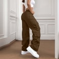 thumbnail image 3 of Cargo Pants Women Wide Leg Elastic High Waisted Lightweight Hiking Pants Casual Baggy Fashion Streetwear Y2k Outfits, M, 3 of 4