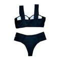 thumbnail image 3 of Qiylii Women's 2Pcs Swimwear, V-neck Crop Tank Tops with Hollowed Side High Waist Triangle Bottoms for Beach/Swimming, 3 of 6