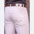 thumbnail image 2 of Men's White Slim Straight Stretch Jeans, Casual Mid-Rise Denim Pants for Work, Vacation& Daily Wear, 2 of 6
