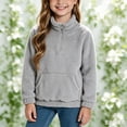 thumbnail image 5 of Xdegoge Teen Girls Fuzzy Fleece Pullover Sweater Quarter Zip Fluffy Sherpa Sweatshirt with Pockets Kids Warm Winter Outwear, Size 14-15, 5 of 6