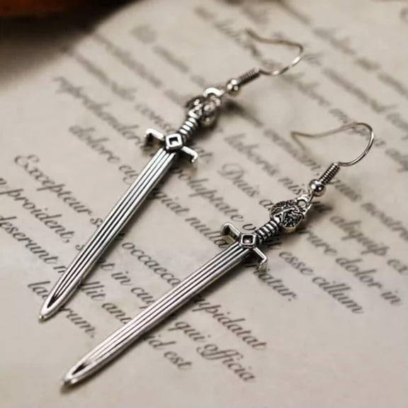 QQTDFG Punk 925 Silver Drop Dangle Earrings Women Men Sword Party Band Jewelry Gift-3