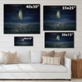 thumbnail image 4 of Designart 'Full Moon Night Over Dark Ocean' Nautical & Coastal Print on Natural Pine Wood, 4 of 5