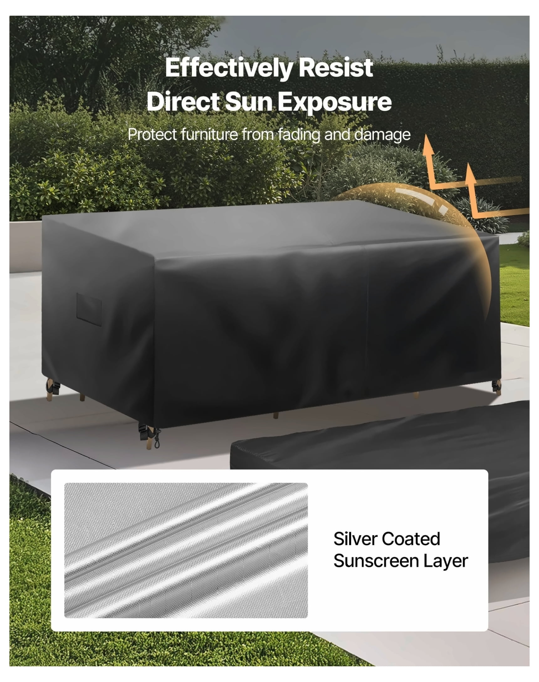 Patio Furniture Cover 4-Piece Set, 420D Waterproof Outdoor Table & Chair Covers, Universal Fit for Sofa, Couch, Lawn Furniture - Black