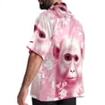 thumbnail image 3 of Pink Monkey Gorilla Men's Poplin Shirt, Casual Short Sleeve Printed Button Down Summer Beach Unisex Shirts, 3 of 6