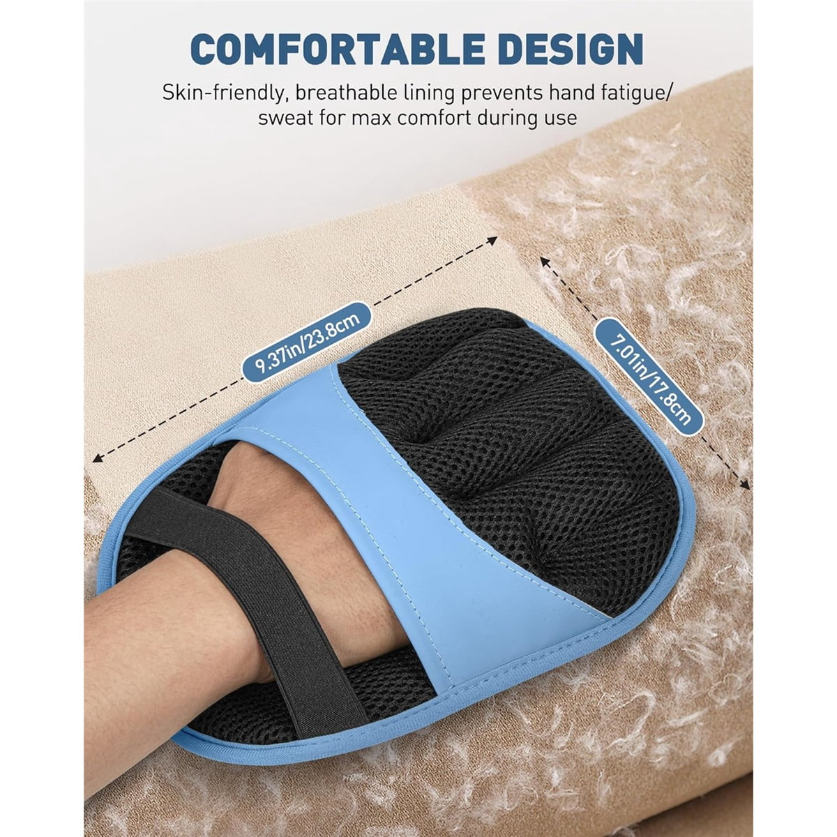 2 Pack Pet Hair Removal Glove - Electrostatic Magic Brush Gloves Pet Hair for Dogs and Cats, The Magic Brush Pure Path Pet Grooming Needs, Fur Remover for Furniture, Clothes, Car Seats (Blue)