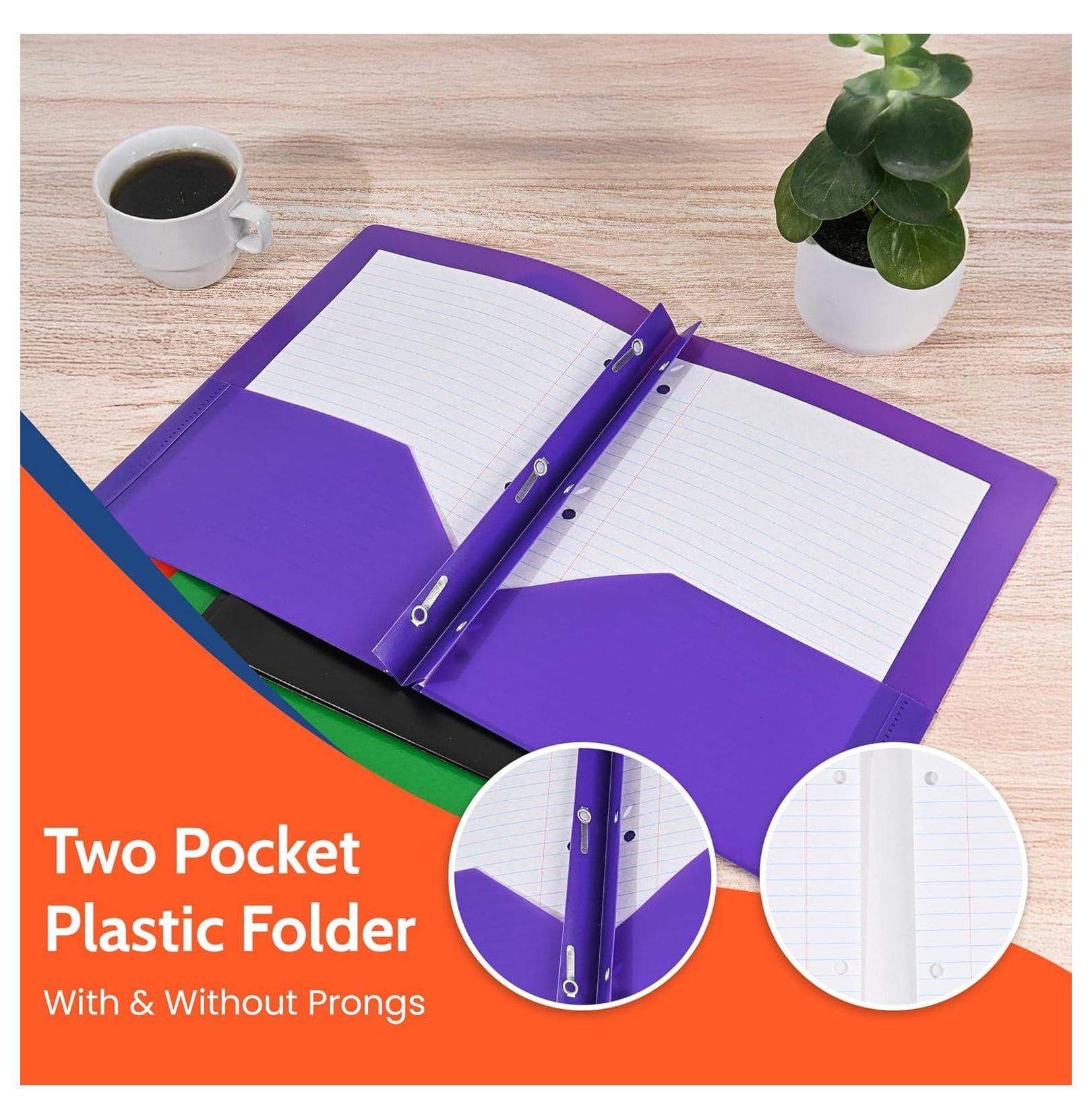 Heavy Duty Red Plastic Folders with Pockets 24 Pack. 2 Pocket Folder no Prongs. Tear-Resistant, Waterproof Letter Size 8.5x11. Heavy Duty Plastic Presentation Ready School and Office Supplies