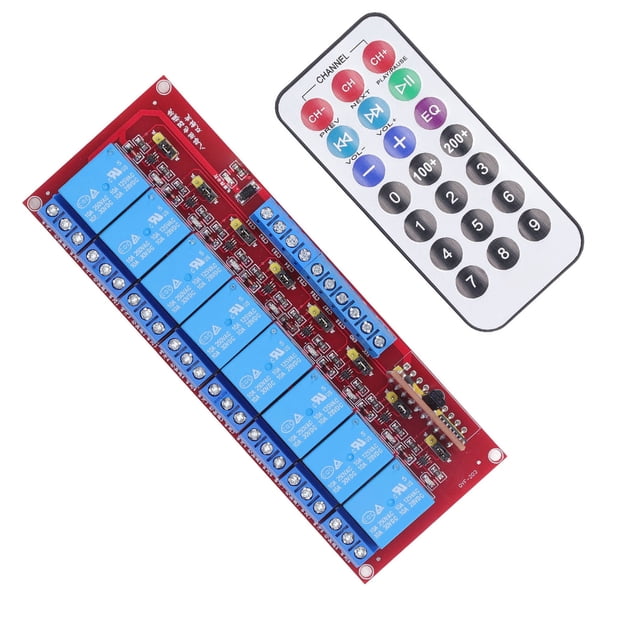 Placa receptora de relé infrarrojo Universal, interruptor de Control remoto seguro de 10A, puerta de luz de Motor de 8 vías, controlador inalámbrico DIY de 24V