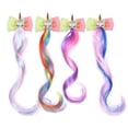 thumbnail image 1 of 4 piezas de horquilla con rizos, peluca para niña, cabello trenzado, accesorio para el cabello con lazo de estrella de princesa unicornio, fiesta de disfraces JM, 1 of 5