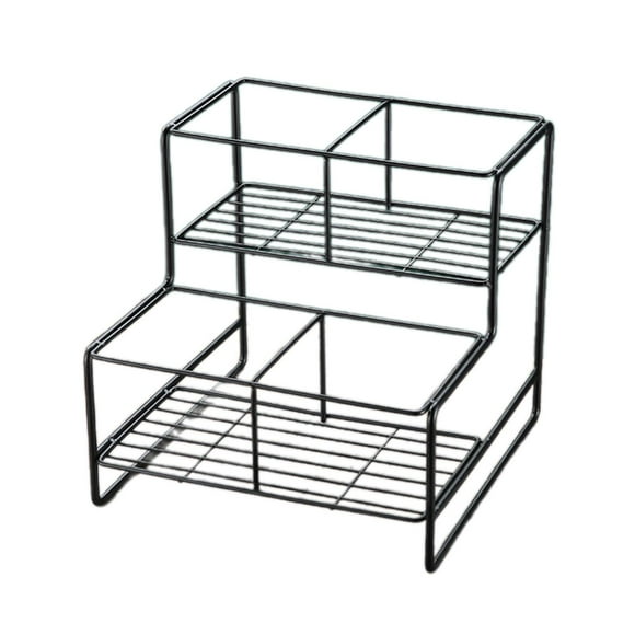 Organizador de Jarabes de Café Soporte de Botellas Estante de Metal de Dos Niveles Estante para Condimentos y Dispensador de Jarabes Fabricado en