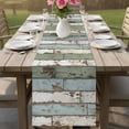 thumbnail image 4 of Sage Green Blue Table Runner 72 Inches, Vintage Shabby Farmhouse Wooden Bed Runner Dresser Scarves Tabletop for Indoor Outdoor Parties/Ceremony/Banquet, 14" x 72", 4 of 9