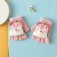 thumbnail image 2 of CAICJ98 Kid Fingerless Gloves Convertible Flip Top Gloves Winter Warm Half Finger Mitten for Kid Boy Girl 3-6 Years,Pink, 2 of 9