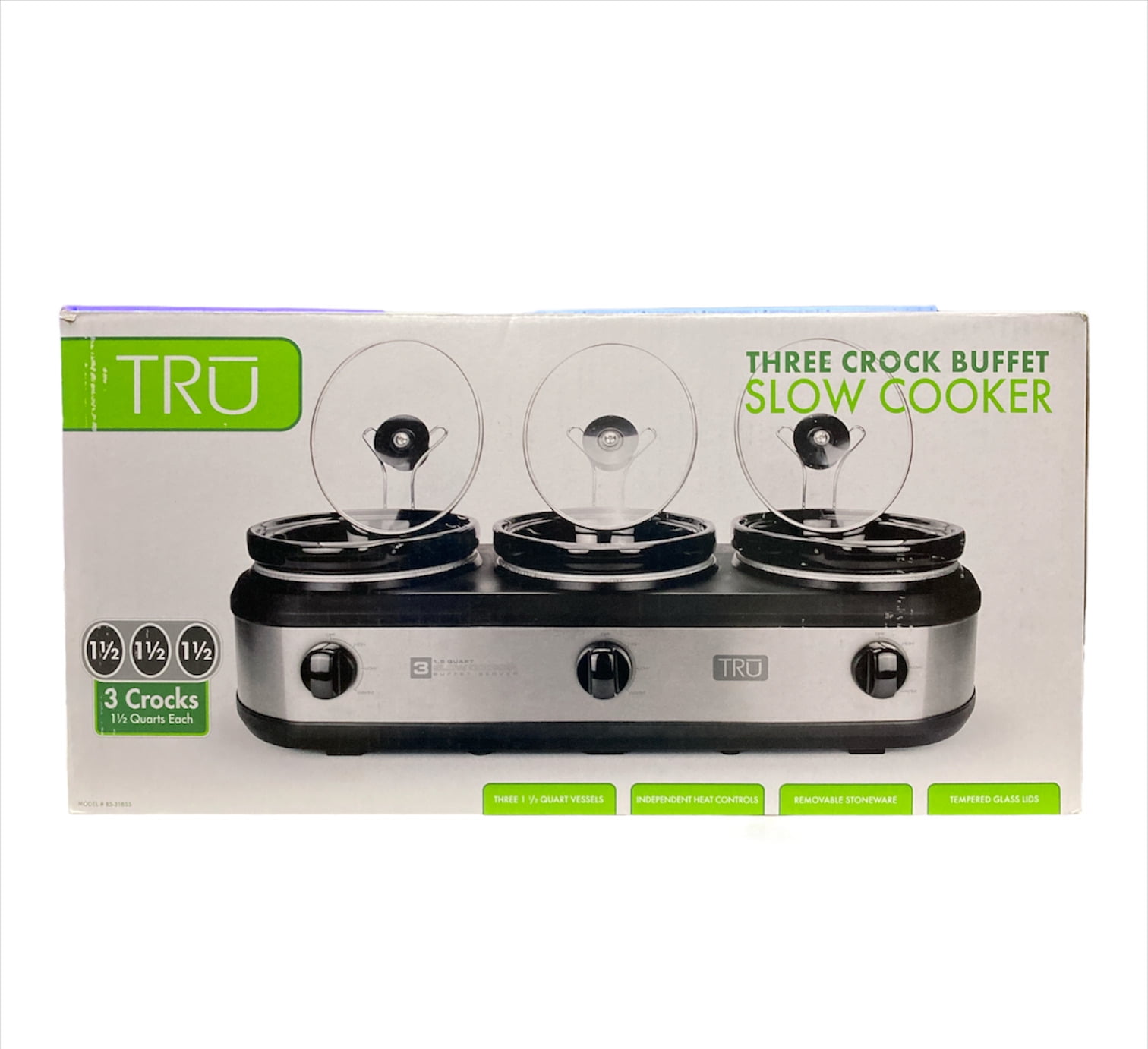 TRU Three 1.5 Quart Crock Buffett Slow Cooker, Red 