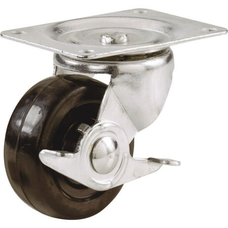 Shepherd 9510 2-1/2" Rubber Wheel Swivel Plate and Side Brake Casters