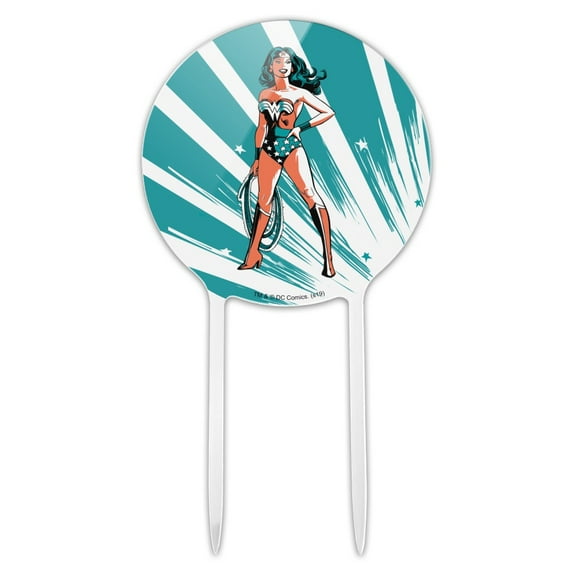 Acrylic Wonder Woman Flashing Lights Cake Topper Party Decoration for Wedding Anniversary Birthday Graduation