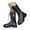 Black, variant on YAYUBA Girls Lace Up Riding Boots Mid Calf Fleece-Lined Combat Boots PU Leather Side Zipper Punk Goth Boot 4-11 Years Size 4.5,Black