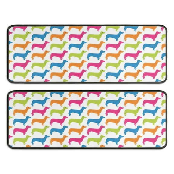 Kitchen Rugs Sets Of 2,Colorful Funny Dachshund Anti Fatigue Kitchen Mat Rugs Non Slip Washable,Decorative Kitchen Floor Mats for Kitchen,Sink,Laundry,17"x47" 17"x47"