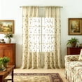 thumbnail image 2 of VOGOL Farmhouse Sheer Curtains, Tan with Brown Leaf Embroidery, Rod Pocket Light Filtering Drapes for Cozy Room, 52x84 Inches, 2 of 7