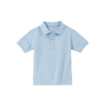CHAPS Boys School Uniform Short Sleeve Double Pique Polo Shirt With Stretch, Sizes 2T-20 & Husky