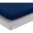 thumbnail image 2 of Everyday Kids 2 Pack Portable Crib Sheet - Grey/Navy, 2 of 10