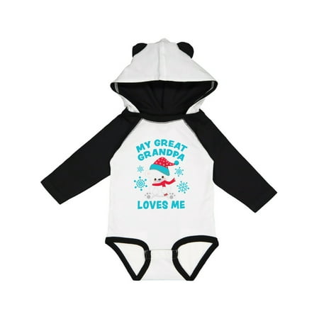 

Inktastic Polar Bear My Great Grandpa Loves Me in Santa Hat Gift Baby Boy or Baby Girl Long Sleeve Bodysuit