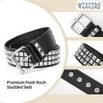 thumbnail image 4 of WERFORU Double Grommet Belt PU Leather Punk Belt for Women Men Jeans 2 Hole Belts 1.5 Wide, 4 of 6
