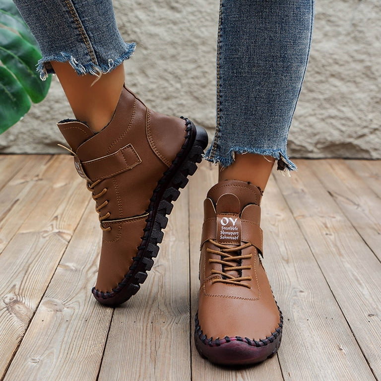 Modisza Mens Casual Leather Shoes Lace up Ankle Chukka Boots 