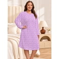 thumbnail image 5 of FEREMO Women Plus Size Nightgowns Long Sleeve Crew Neck Sleep Shirts with Pockets, 3 Pack, 5 of 9