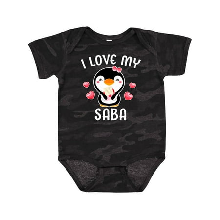 

Inktastic I Love My Saba with Cute Penguin and Hearts Gift Baby Girl Bodysuit