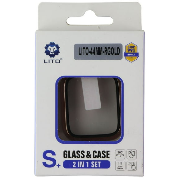 LITO S  Glass & Slim Case for Apple Watch Series SE/6/5/4 (44mm) - Rose Gold