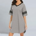 thumbnail image 5 of Kaemgyyd Women's Sleepshirt Fashion Color Block V Neck Nightgown Oversized Loose Half Sleeve Nightshirt Sleepwear Summer, 5 of 6