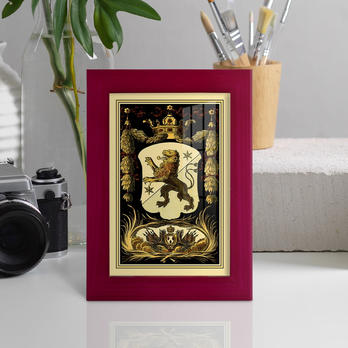 Family Crest III -Framed Print w/glass-Cherry Red