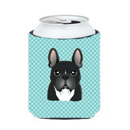 

Checkerboard Blue French Bulldog Can Or Bottle Hugger- 12 Oz.