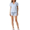 thumbnail image 2 of INSPIRE CHIC Women's Pajama Set Short Sleeve Sleepwear Button Up Top and Shorts Loungewear 2 Piece Pjs M Blue, 2 of 6