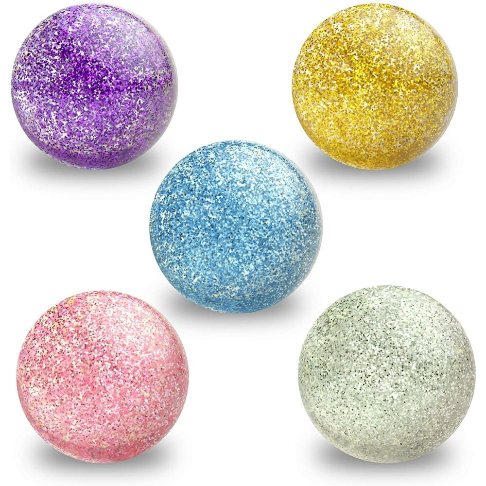 Bouncy Balls - Rubber Balls for Kids - Glitter Bounce Balls - 5 Pcs
